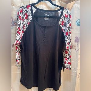 3/4 Sleeve Mickey and Minnie top